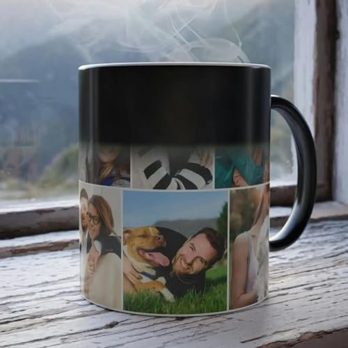 BAGLEV Tazas Mágicas Personalizadas Que Cambian El Calor con Foto - Tazas Personalizadas Que Cambian De Color - Regalo Fotográfico Único para Mamá, Papá, Esposa y Esposo 3 Photo,11oz
