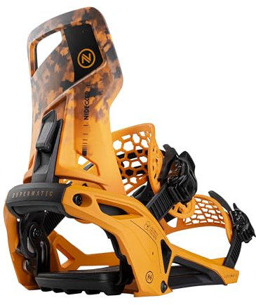 Nidecker Supermatic Snowboard – Universelle, doppelt einsteckbare automatische Bindung – Komfortabel und zuverlässig wie eine Klassische Zwei-Riemen-Bindung - Dune Orange