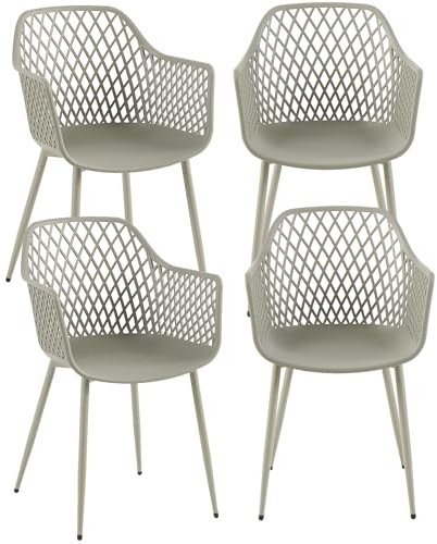 buybyroom Stühle 4er Set, Loungesessel Skandinavisch, Gartenstühle Bequemer,Terrassenmöbel 120 kg belastbar,Grau