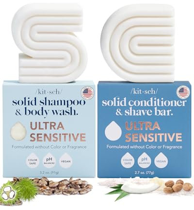 Kitsch - Shampoo und Duschgel, 2-in-1 Conditioner und Rasierstab für Haar und Körper, hergestellt in den USA, vegane Seife, 5