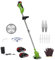 Haloppe Coupe-Herbe sans Fil, désherbeur électrique de 6 Pouces avec 2 Batteries et Chargeur 2X 21 V 1,5 Ah, Coupe-Bordure avec 3 Types de Lames, débroussailleuses télescopiques pour Jardin et co
