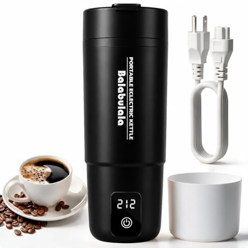 Travel Electric Boiler, Balabulala Portable Water Boiler with 6 Variable Presets, Small Electric Kettle with Silicone Base Cover to Prevent Water, Protection Against Water