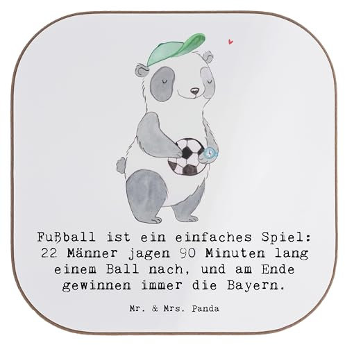 Mr. & Mrs. Panda Glasuntersetzer Fußball Bayern - Geschenk, 90 Minuten, Outdoor-Sport, Sportler, Spieler, Untersetzer Design, sportlich,