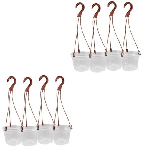 SUPVOX 8 Ensembles paniers Suspendus pour Plantes d'intérieur Petit récipient Transparent jardinières de Garde-Corps Pot de Fleur Interieur Jardiniere Plastique Crochet Pot de Fleurs