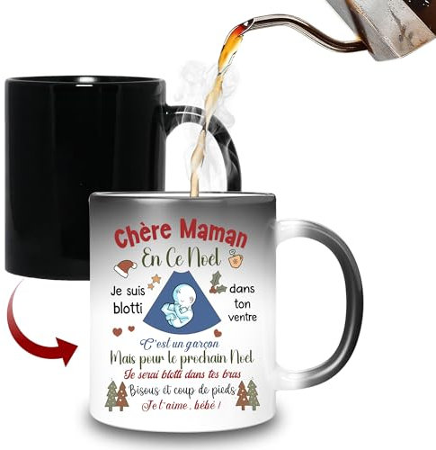 HALUMI Mug Magique Pour Super Maman Tasse Magique Originale Future Maman Je T'aime Idée Cadeau Femme Enceinte Annonce Grossesse Garçon Bébé Fête Des Mères Noël Anniversaire Mug En Ceramique 330 ML