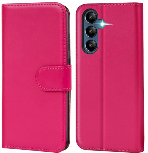 Verco Handyhülle für Samsung Galaxy A16 5G Hülle, Bookcase Tasche Flipcover für Samsung A16 5G Case [Kartenfächer/Aufstellfunktion], Pink