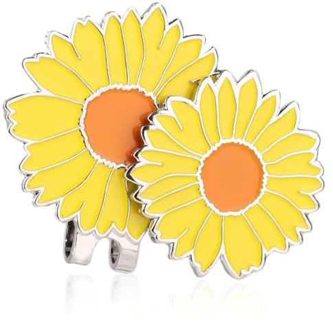 Gosknor Magnetic Golf Ball Marker with Golf Hat Clip, Chrysanthemum Golf Ball Marker Novelty Golf Bag Cap Decoration Accessories for Golf Bag Hat Women Men (Yellow)