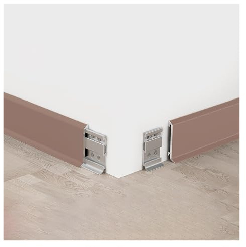 fussleisten Sockelleisten-Zierleiste aus Aluminium, 4 Stück, 1,5/2,4/3,2 Zoll x 4,1 Fuß, Metall-Sockelleistenabdeckung, Metall-Buchsensockel, aufsteckbare Sockelleistenwand – komplettes Zubehör(Brown
