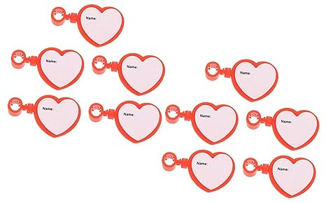 GETAJGHSD 10stücke Identifikationsschild Schlauchersatz Herzförmig Kunststoff Namensschild Tag Kartenhalter Namenshalter Verschlussdesign Leuchtende Farben