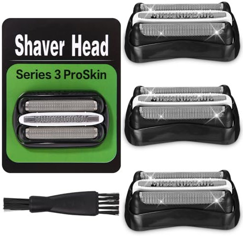 3 Stück Ersatz-Rasierkopf für Braun Series 3, 32B kompatibel mit Braun S3 3040S, 3000S, 310S, 300S und mehr, Scherkopf Ersatz für Braun Series 3, hochwertiges Zubehör für eine gründliche Rasur