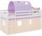 Homestyle4u Hochbett 90x200 Lila Kinderbett mit Rausfallschutz Vorhang Leiter Betttunnel Bett Kiefer massiv