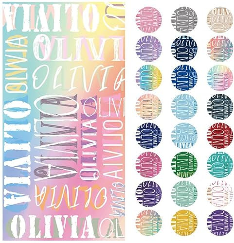 Heflashor Personalisiert Strandtuch mit Name Mikrofaser Badetuch Groß Sandfreies Handtücher Schnelltrocknend Strand Badetücher für Damen Herren Kinder,Serifenlos Schriftart