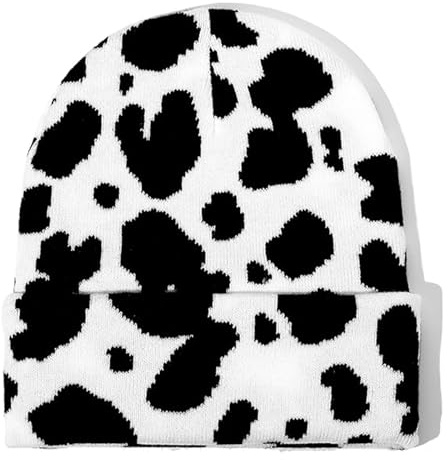 Muorruo Camo Beanie Mütze für Männer und Frauen, Giraffen-Kuh-Print, Leoparden-Geparden-Print, Geschenke, Strickmütze, lustige Tier-Themen-Sachen, Geschenke für Liebhaber, Kuh