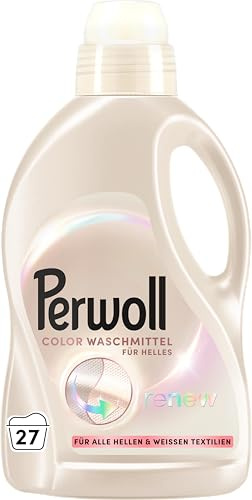 Perwoll Renew Color-Waschmittel für Helles (27WL) Waschmittel flüssig | Spezialwaschmittel mit Dreifach-Renew-Technologie reinigt sanft & erneuert helle & weiße Fasern und Farben, für Duft wie neu