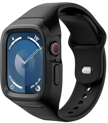 SURITCH Compatible with Apple Watch Strap with Case for iWatch Series SE3/9/8/7/SE2/6/SE/5/4 40mm 41mm 44mm 45mm Watch Ultra 3/2/1 49mm Soft Silicone Adjustable Wristbands Replacement Sport Band