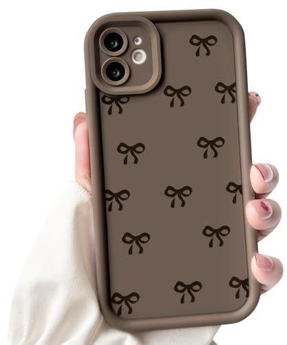 NITITOP for iPhone 12 Mini Case Cute Bow Ribbon Design - Brown | for Women Girls, Aesthetic Bowknot Design, Soft TPU Shockproof Cover, Full Camera Protection