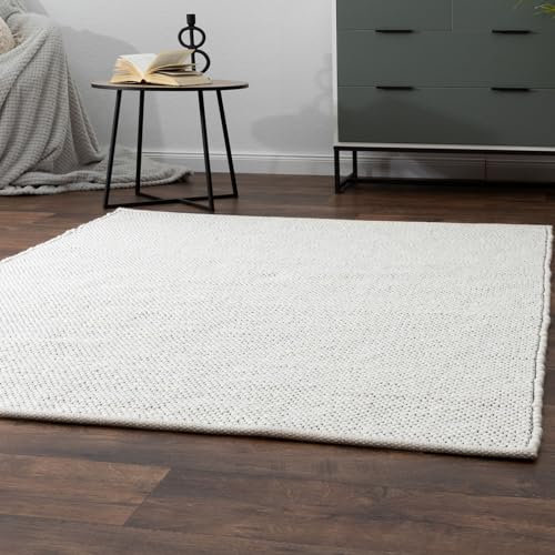 Steffensmeier Handwebteppich Benin aus 100% Schurwolle in Creme, Größe: 200x290 cm
