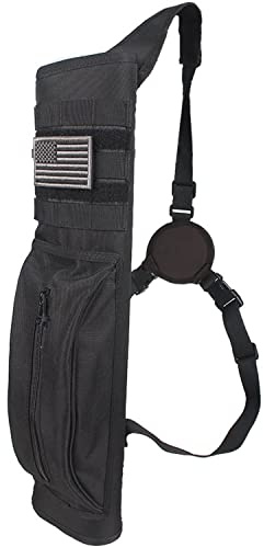 Kratarc Archery Multi-function Heavy Duty Back Arrow Quiver with Molle System Shoulder Hanged Target Shooting Quiver for Arrows (Black- for Right-handed)