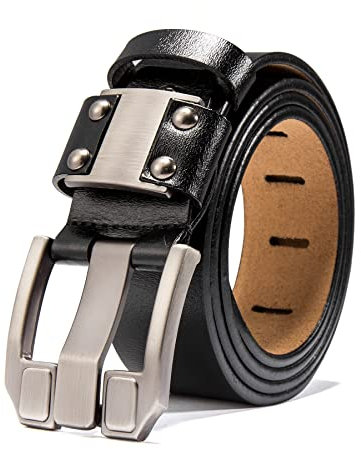 BISON DENIM Gürtel Herren,Ledergürtel Jeansgürtel Metall Retro Gürtel für Herren Kleidung 38mm Breit mit Geschenkbox