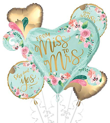 Amscan 3869401 - Folienballons Bouquet from Miss to Mrs, Hochzeit, Dekoration