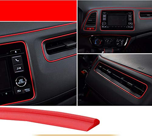 MASO, Nastro Adesivo per Modanatura Interni Auto, Decorazione Universale, 5 m, Striscia Rossa in ABS 3D, con Strumento