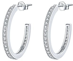 Lydreewam Creolen Silber 925 Damen Ohrringe mit 3A Cubic Zirkonia, Durchmesser 23mm
