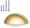 PinLin 5 Pack Cabinet Cup Handles 76mm Hole Centre Brass Gold Shell Drawer Handles Zinc Alloy Vintage Kitchen Door Handle, Screws Included, 93mm Full Length