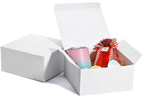 Switory Present Boxes with Lids, Kraft Paper Gift Boxes for Crafting, Cupcake, Cardboard Bridesmaid Proposal Boxes, Wedding Favor, Gift Ornaments, Easy Assemble Boxes (10pc white)