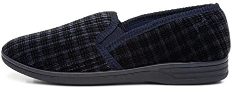 The Slipper Company Mens Twin Gusset Navy Slipper - Size 12 UK - Blue