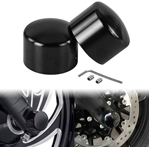 HDBUBALUS 2 x Vorderachsendeckel Set passend für Harley Sportster XL 1200 Dyna Softail Fat Boy Touring Street Road Electra Tri Glide schwarz