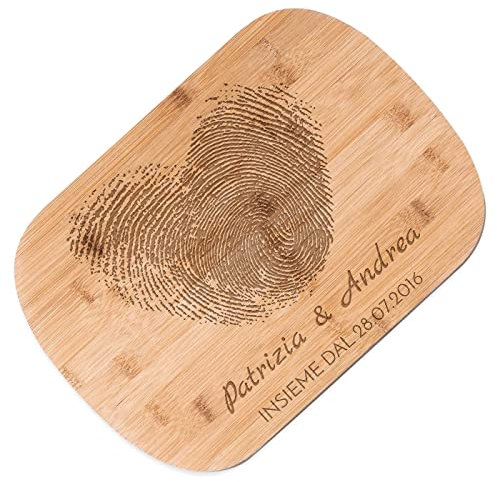 Maverton Tagliere in bambù - incisione personalizzata - eco-friendly - battilardo rettangolare - dimensioni 35cm x 25cm - pensiero speciale per la coppia - insieme