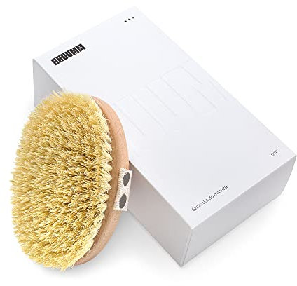 HHUUMM Massagebürste - Trockenbürste - Körper Handgemachte Massagebürste - Körperbürste - 100% Naturborsten - Bürste Weiche Borsten - Hautstraffung Bürste - Körperpflege Natürlich - Buchenholz