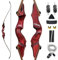 OBTOUTDOOR Black Hunter 60 Zoll Bogenschießen Recurvebogen 20lbs-60lbs Takedown Bogen Set Sportbogen Für Rechtehand Jagd (35LBS)