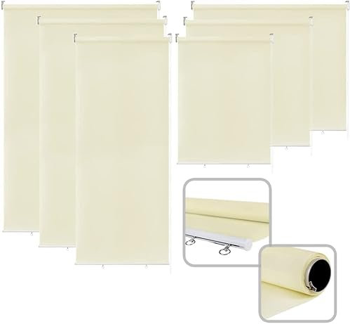 UISEBRT Store extérieur vertical, store occultant pour extérieur, balcon, brise-vue, protection UV, protection UV, 140 x 240 cm, beige