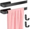 Gvolatee 2 pezzi 30 CM Porta Asciugamani Bagno e 2 Pezzi Gancio Combinazione Lega di alluminio Opaco, Portasciugamani da Parete Montaggio Foratura con Viti Fisse, Barre Portasciugamani Nero