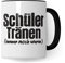 Lehrer Tasse lustig - Schüler Tränen noch warm - Kaffeetasse Schule Geschenk für Lehrer & Lehrerin Witz Kaffee-Becher (Weiß & Schwarz)