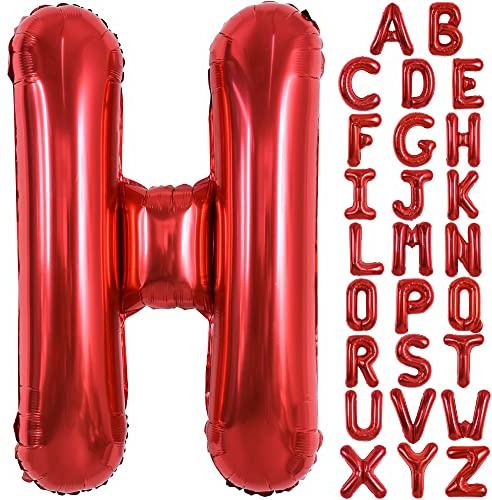 TONIFUL 40 Zoll große leuchtend rote Buchstabenballons A-Z, riesige Heliumfolie großer Buchstabe H Ballon für Geburtstagsfeier Jahrestag Hochzeit Dekoration.