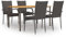 homiuse 5-TLG. Garten-Essgruppe Poly Rattan Braun BalkonmöBel GartenmöBel Set Essgruppe Gartentisch Rattansessel StapelstüHle BalkonmöBel Set Rattanstuhl Outdoor MöBel 150x90x72 cm 1xTisch 4xStühle