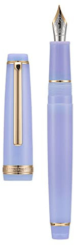 Jinhao 82 Acrylic Fountain Pen, Iridium Meidum Nib with Ink Converter, Transparent Purple Classic Design Smooth Writing Pen (Gold Trim)