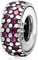 Abstandshalter Charms passen Pandora Armband Armreif, 925 Sterling Silber Funkelnd Gummi Stopper Perlen mit Fuchsia CZ, Spacer Charm Geschenke für Großmutter/Tante/Muttertag