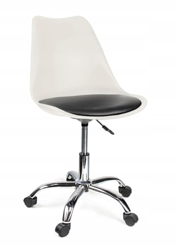 JUMI Praktisch Bürostuhl IGER - 51 x 78 x 60 cm Bürostuhl Ergonomisch, Gaming Stuhl - Pc Stuhl, Schreibtischstuhl, Drehstuhl Mit Rollen, Höhenverstellung, Kunstoff (Öko-Leder, Grau und Weiß)