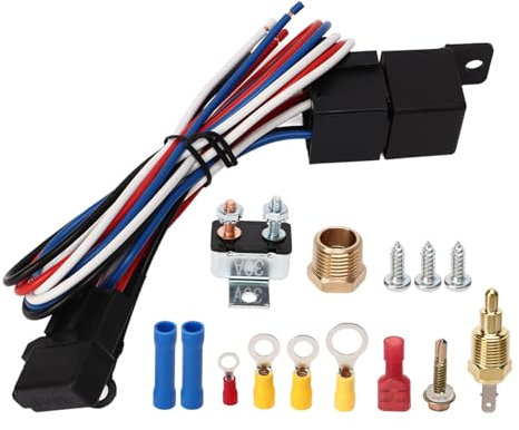 Kit Relè Ventola Elettrica Kit Termostato Ventola Radiatore Elettrico 12V Kit Relè Cablaggio Ventola di Raffreddamento Per Auto Camion Autobus