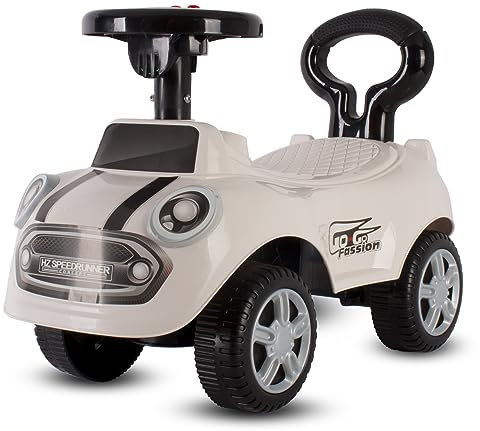 Rutschauto ab 1 Jahr, Lauflernwagen, Kinderauto Indoor, Rutschfahrzeug mit Klängen (Weiß)