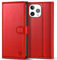 Kuafcase Compatible for iPhone 13 Pro Case with 4 Card Slots Magnetic Closure Kickstand Shockproof Protective Phone Case Compatible for iPhone 13 Pro - Red