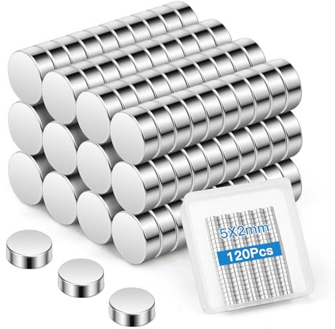 Wzone 5x2mm Kleine Magnete Stark, 120 Stück Mini Magnete Kühlschrank Rund Neodym Magnet für Handwerk, Zuhause, Büro, Foto, Karte und DIY