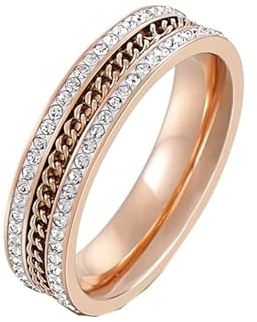 Ring mit Stein Damen, Trauringe Edelstahl Zirkonia mit Kette Schmuck für Geburtstag mit Box