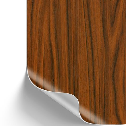 SA ROCA [13,89€/m²] Klebefolie in Holz-Optik inkl. Rakel & E-Book I Selbstklebende Holz Folie für Möbel & Küche - hitzebeständig & abwaschbar I Möbelfolie I Dekofolie (Gold Nussbaum, 3m x 45cm)