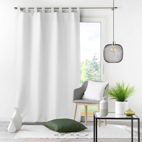 Dynamic24 Mikrofaser Vorhang Blickdicht 140x260cm mit Schlaufen Gardine Schal Verdunkelung Vorhänge Gardinen Scjlaufenvorhang Fensterschal Dekoschal für Wohnzimmer Schlafzimmer (Weiß)