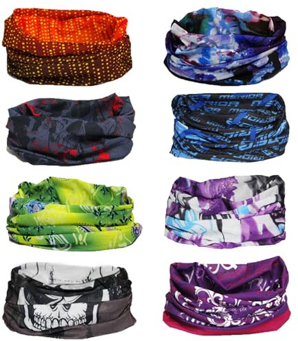 GANILITY Bedruckter Hijab Multifunktionstuch,8 Stück Schlauchschal,Elastischer Hijab,Stirnband,Stirnband Multifunktionstuch,UV Schutz,Für Yoga,Wandern,Reiten,Motorradfahren