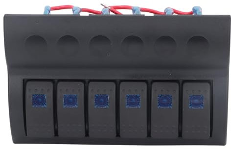 Pannello Interruttori a Bilanciere per Barche Marine a 6 Gruppi Impermeabile, DC12V 24V Pannello Interruttori a LED per per Auto, Camion, Barche Marine, Display Voltmetro